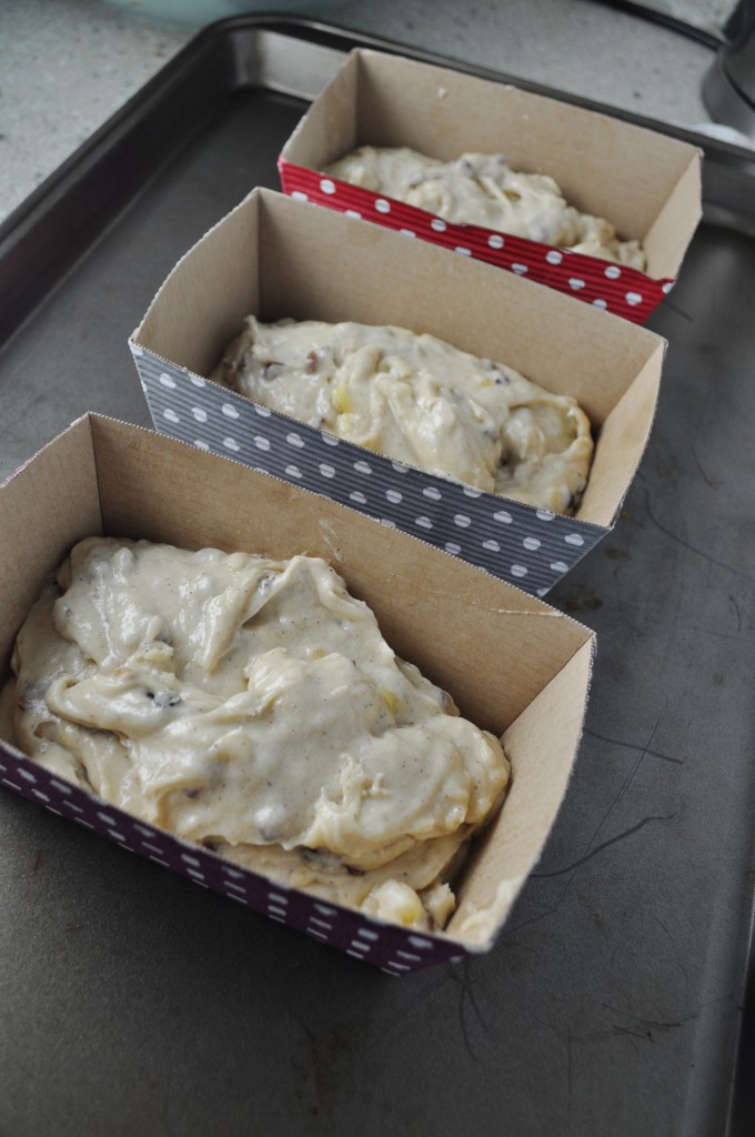 Banana Bread Batter in Tins